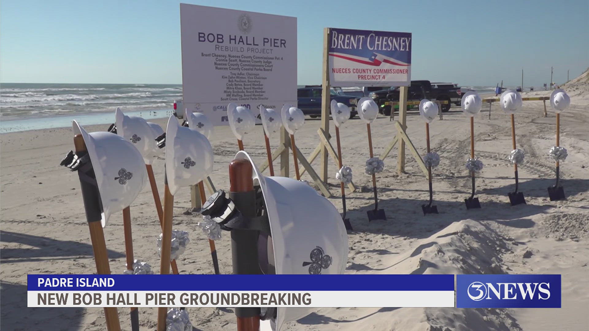 The original pier was damaged by Hurricane Hanna in 2020.