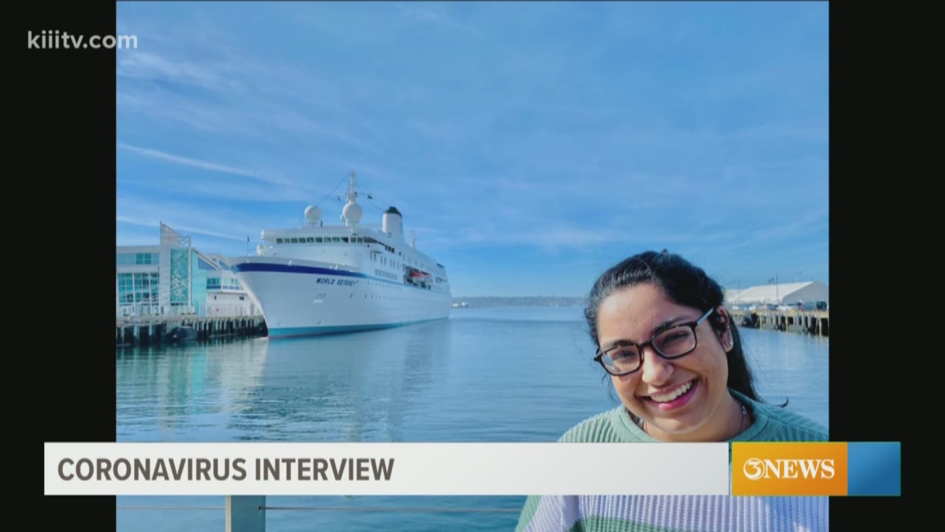 Saherish Surani is studying overseas in Japan aboard a cruise liner but has not been able to reach port since January due to coronavirus concerns.