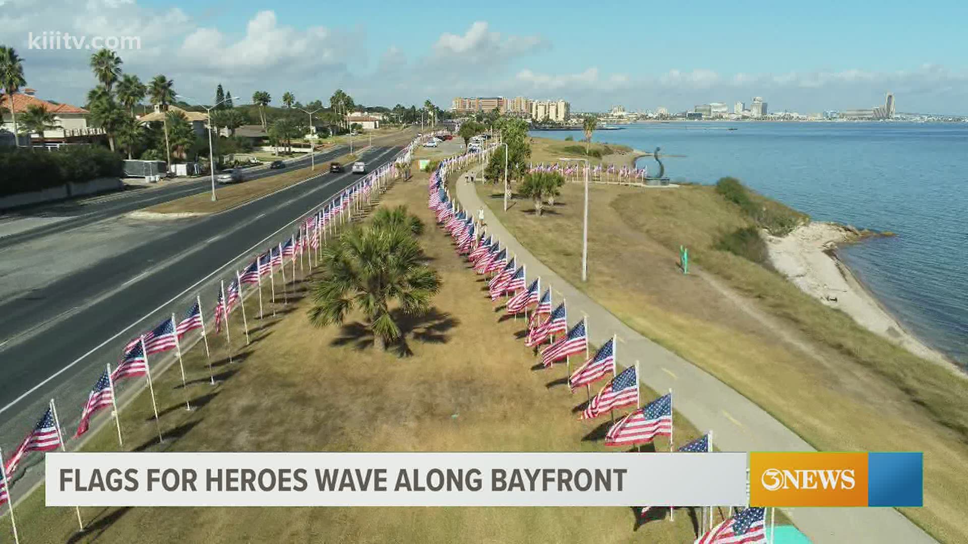 1,250 American flags will be waving in the breeze along the bayfront from now until Sunday.