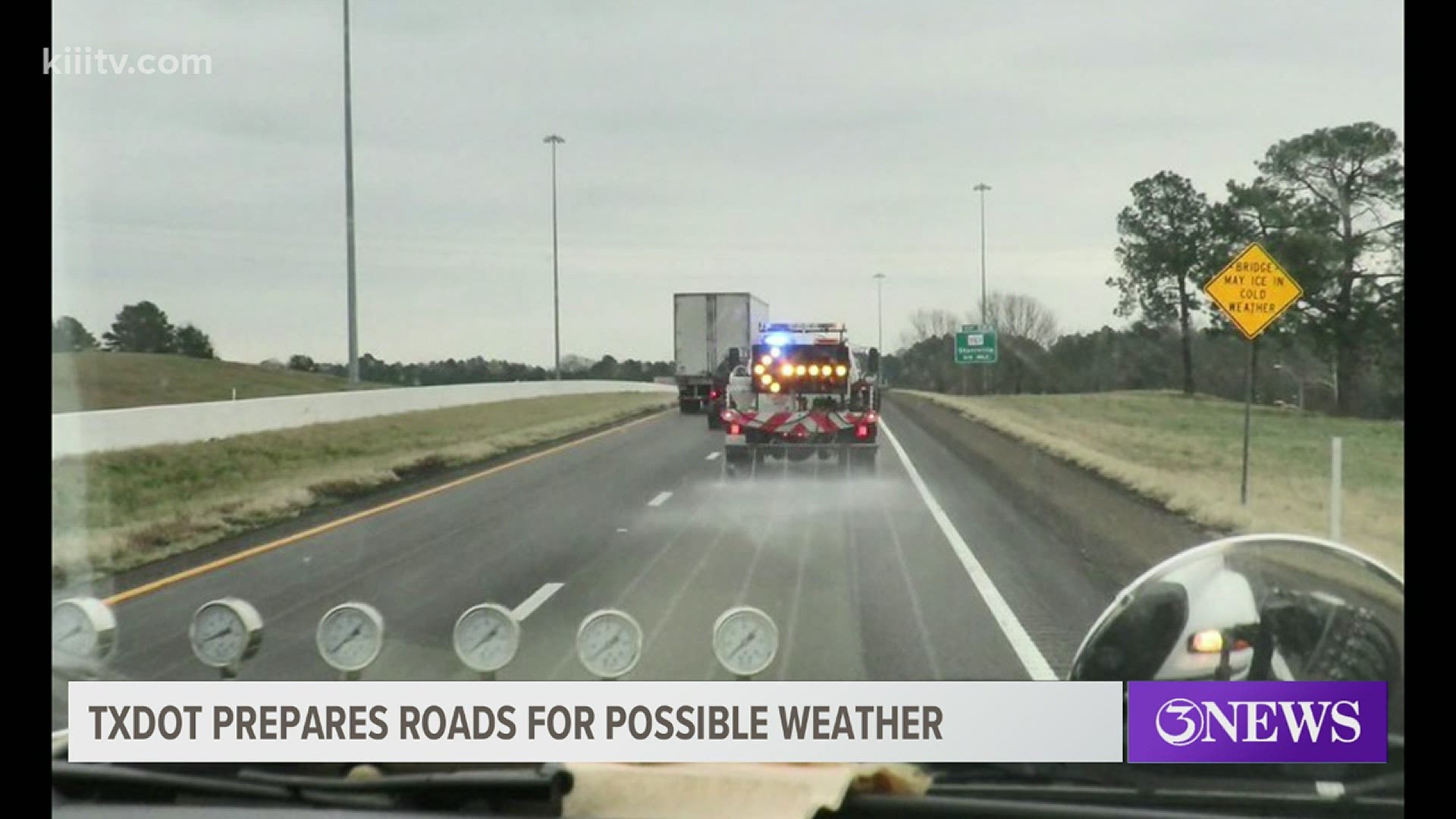 The possibility of winter weather in Northern parts of the Coastal Bend prompted crews to make roads safer for drivers.