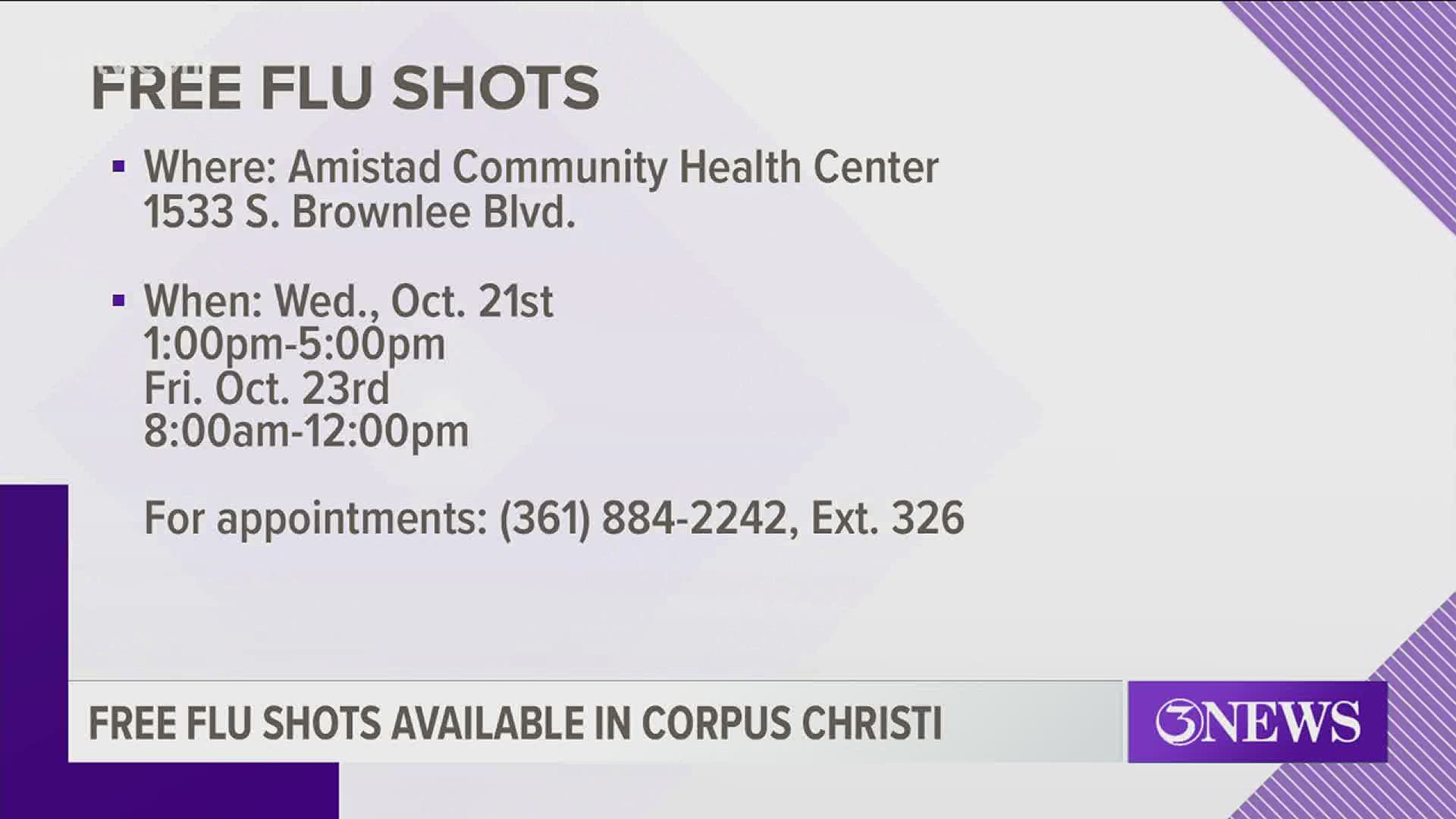 There will be two Wellness Clinics made possible by the Mayor's Disaster Relief Fund where free flu shots and A1c test will be given.