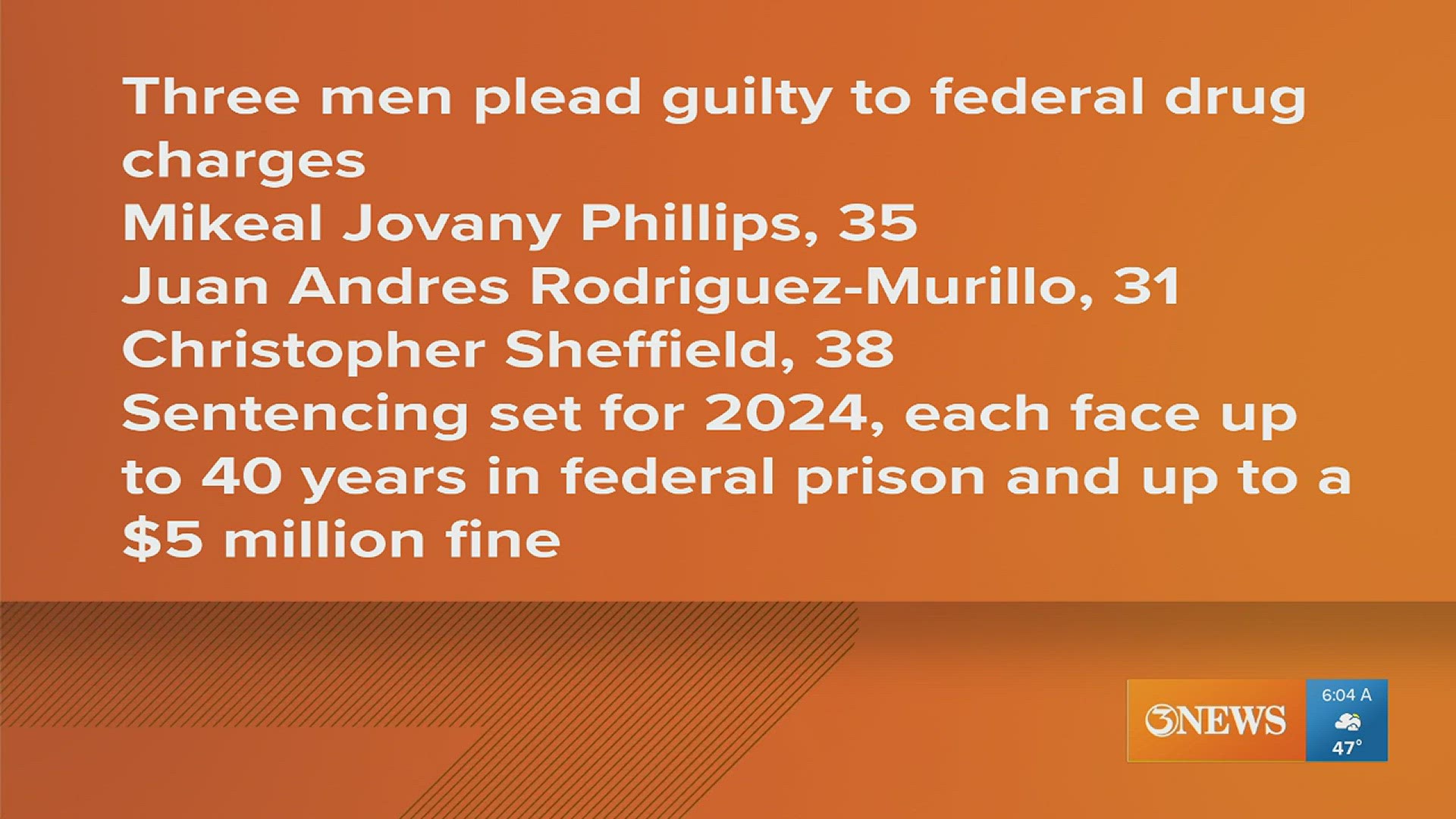 All three face up to 40 years in federal prison and a $ 5 million fine.