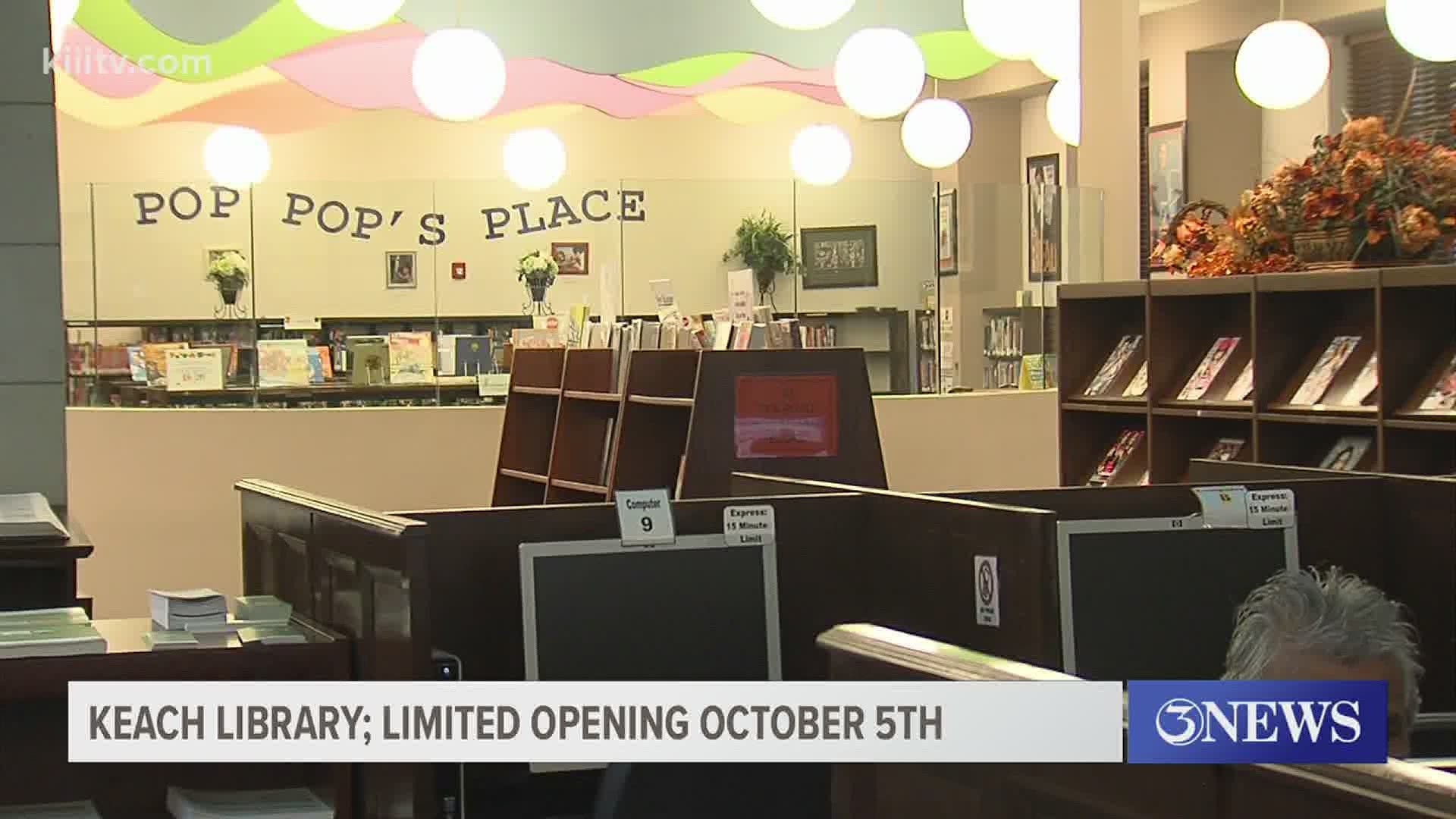 Visitors will be allowed to use computers, copiers, fax machines and pick up books curbside.