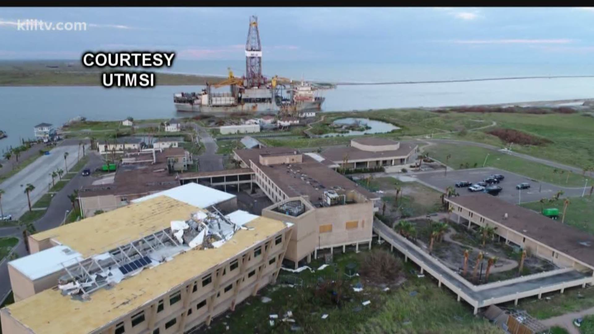 The University of Texas Marine Science Institute in Port Aransas was battered by Hurricane Harvey's strong winds causing severe damage to several buildings at the research site.