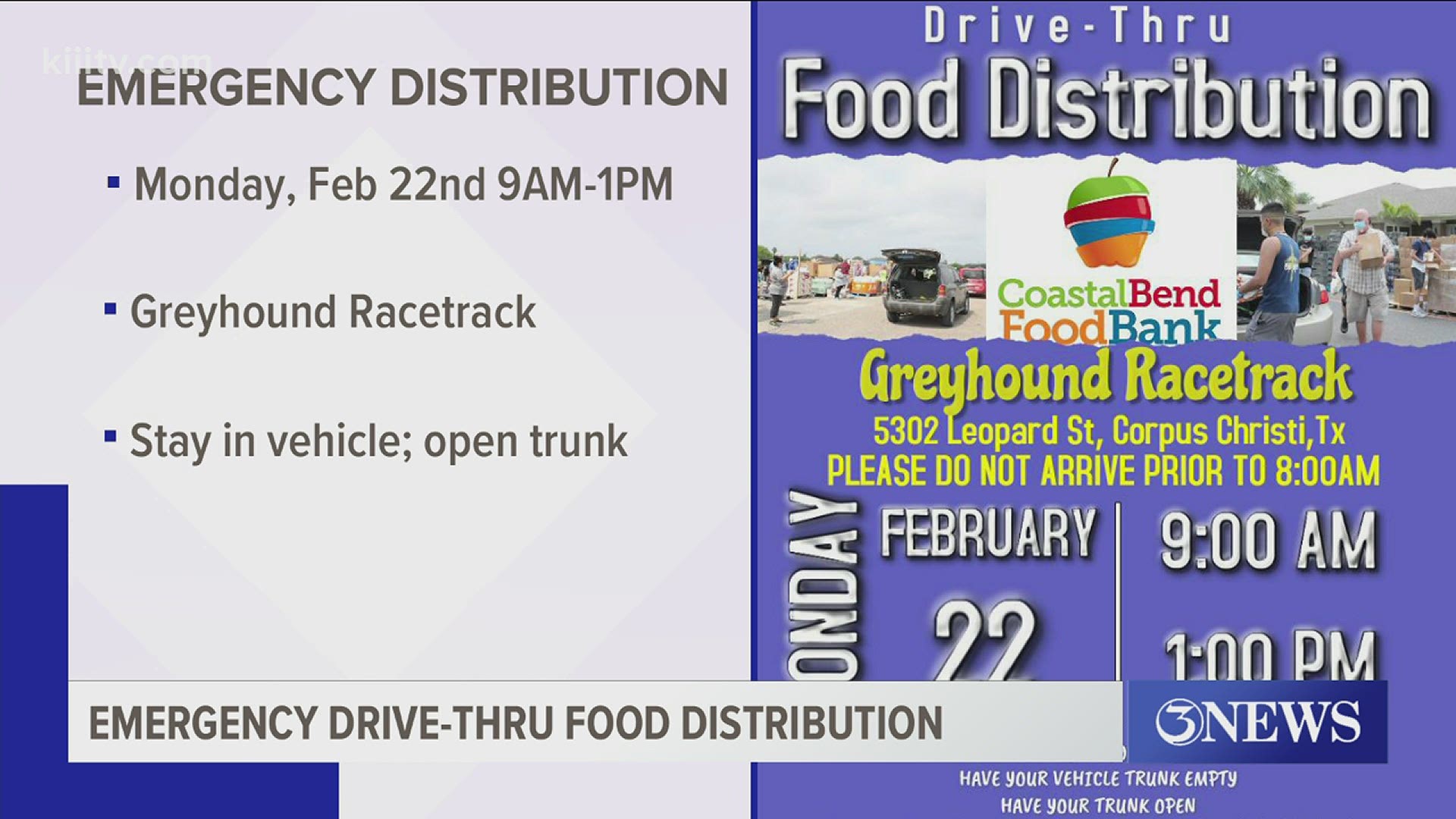 The drive thru will be from 9:00 a.m. to 1:00 p.m.