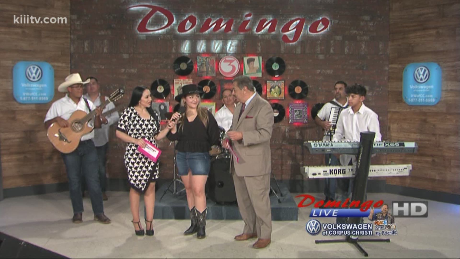Kumbia VI interviewing with Domingo Live Hosts, Barbi Leo and Rudy Trevino.