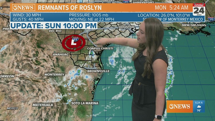 TROPICAL UPDATE: Remnants of Roslyn provide moisture for severe storms in Texas on Monday