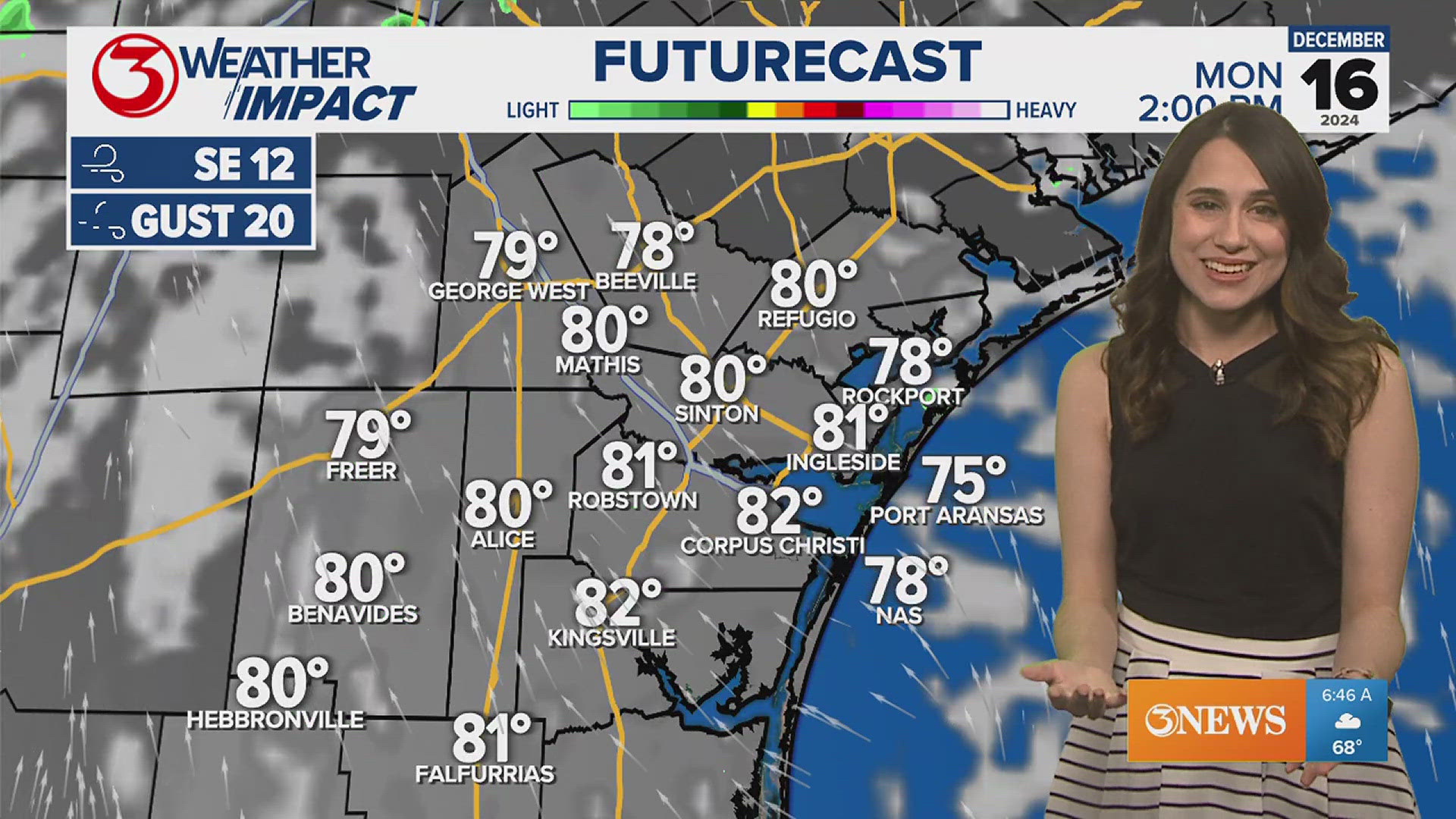 Highs linger in the 80s through midweek. A cold front moves through Wednesday, bringing widely scattered rain chances and seasonal temperatures.