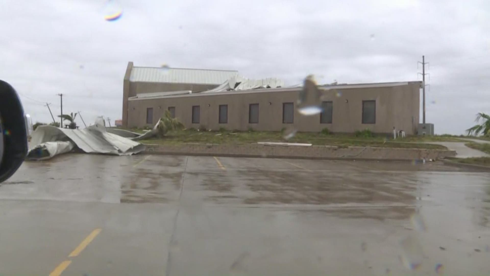 After Hurricane Harvey made landfall, parts of the roof of the Island In the Son church near Mustang Island wound up in the parking lot. (8/26 8:30 am) 
