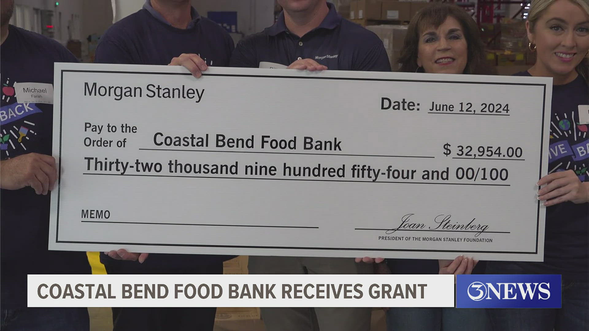 On Wednesday the foundation presented a check to the Coastal Bend Food Bank for almost $33,000!