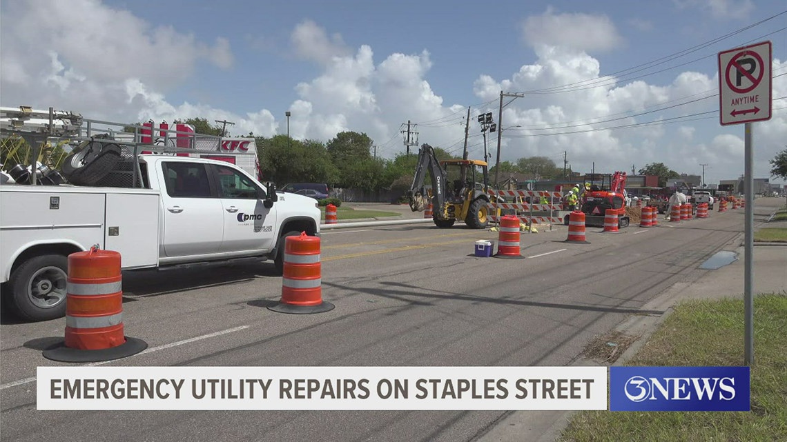 Emergency utility repairs on Staples Street wastewater manhole | kiiitv.com