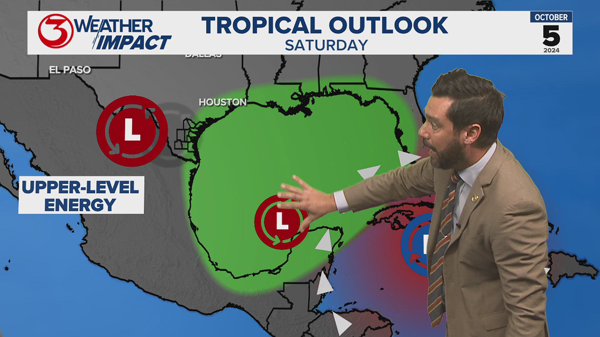 Tropical moisture will move back into the Coastal Bend Friday and the weekend. Scattered showers will be in play late Friday, into the weekend because of it.