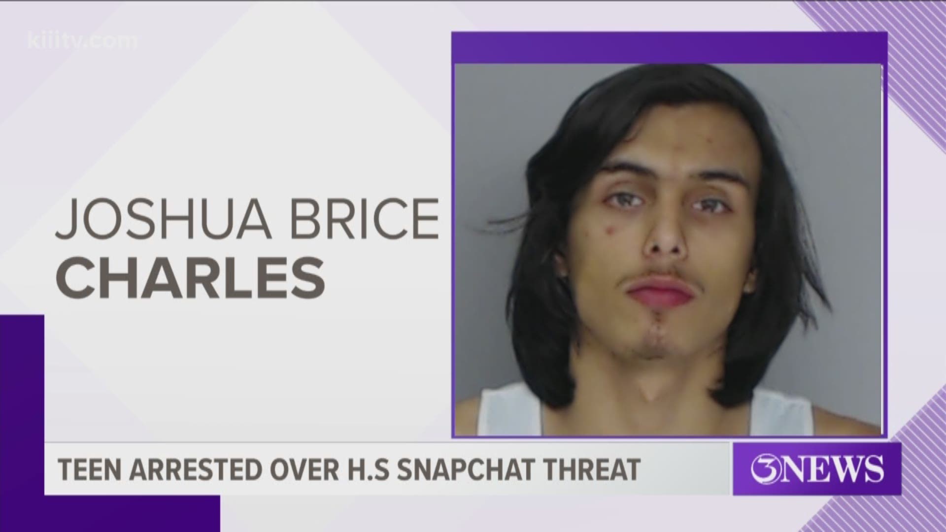 17-year-old Joshua Brice Charles was arrested on suspicion of making a terroristic threat and unlawful possession of a weapon.