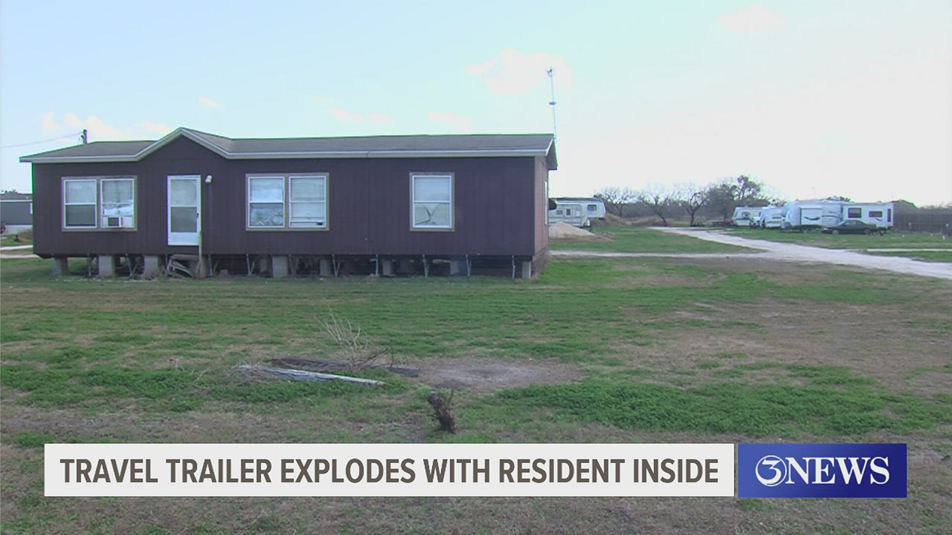 San Patricio County Sheriff Oscar Rivera said the man was attempting to light the pilot light on his stove to cook dinner, when his trailer exploded.