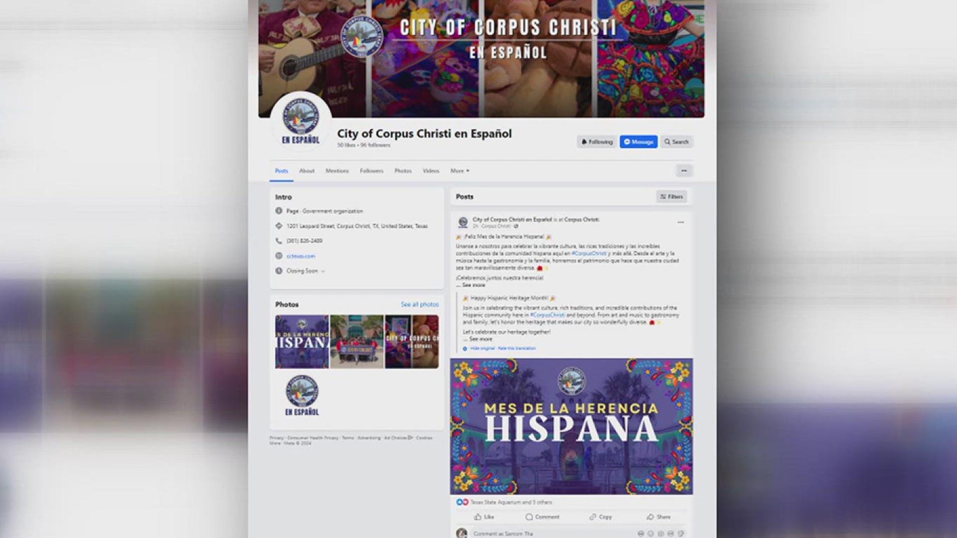 If you're interested in following the page, just look for "City of Corpus Christi en Espanol," on Facebook.