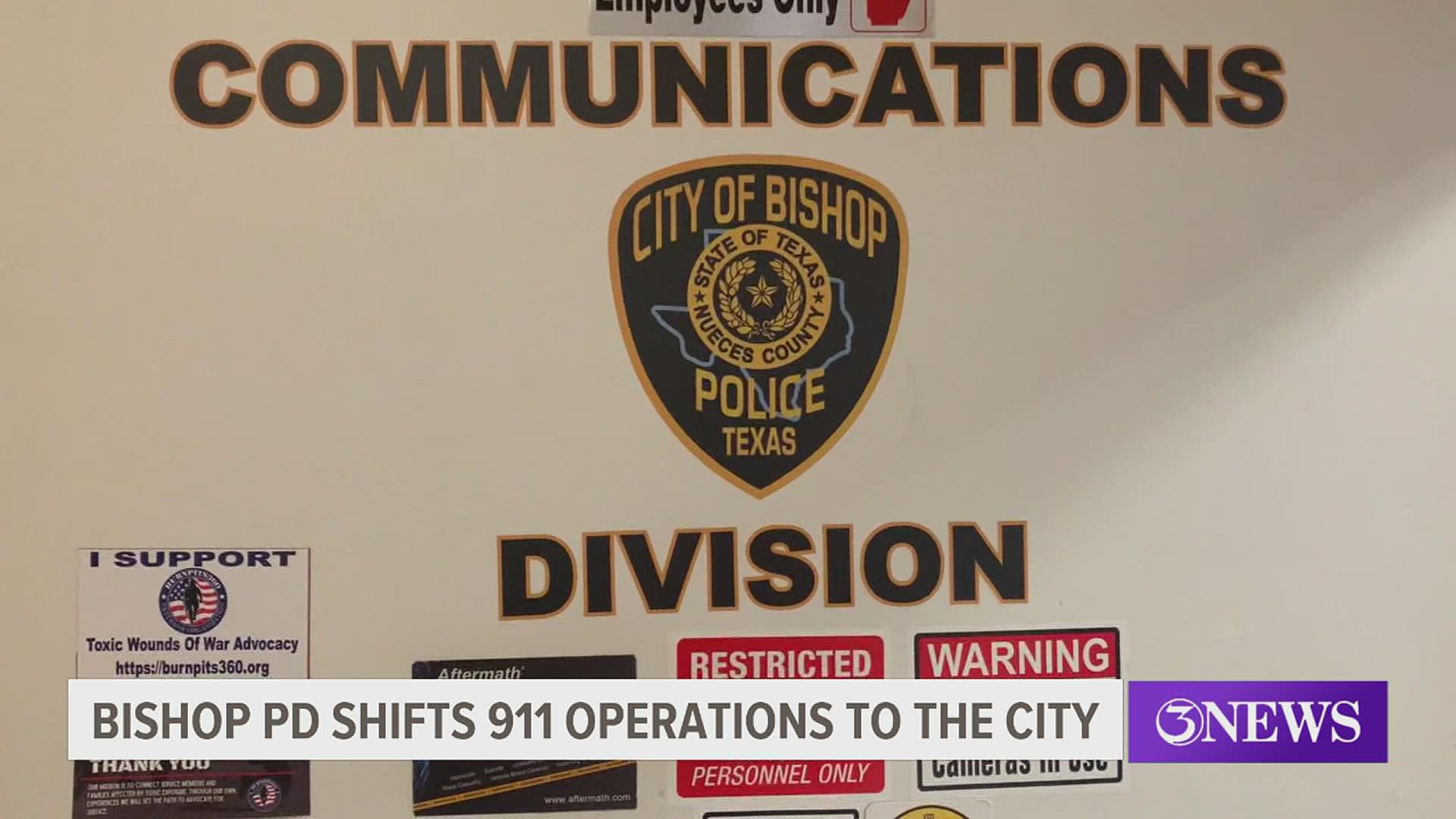 Bishop Police Chief Edward Day said he will pay the city of Corpus Christi $60,000 a year to do the job it took five dispatchers to do at $100,000.
