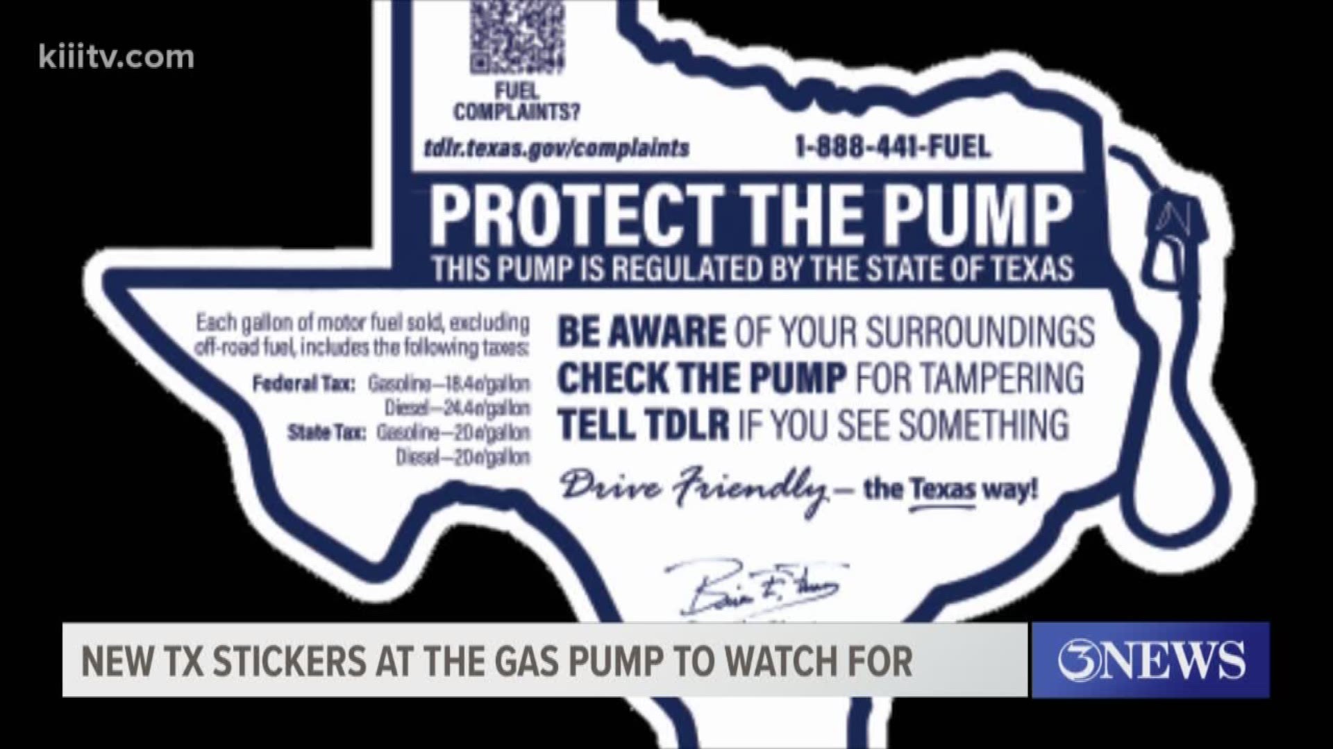 The new stickers will be required at all Texas gas stations by August of this year.