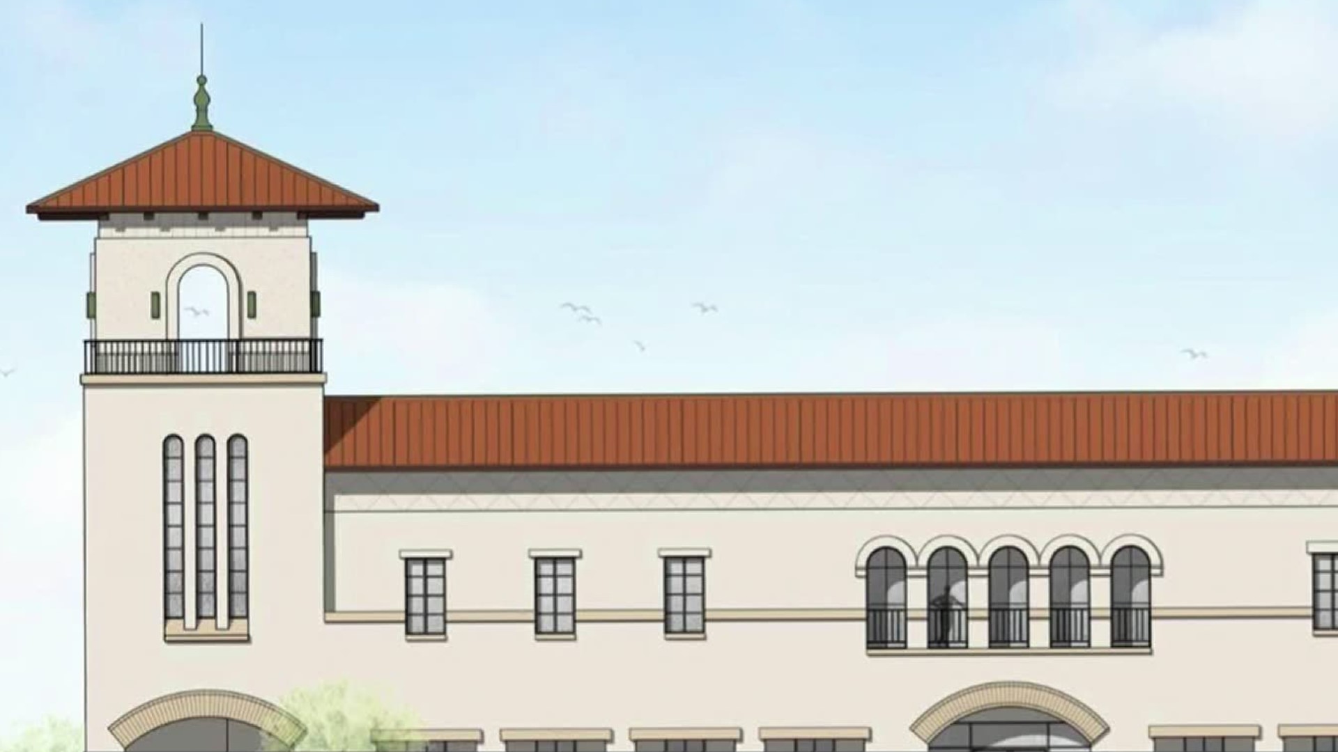 The two-story structure will sit between Magnolia and Live Oak Streets.