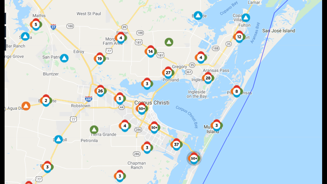 Aep Power Outage Map Corpus Christi About 600 residents in the Coastal Bend still without power 