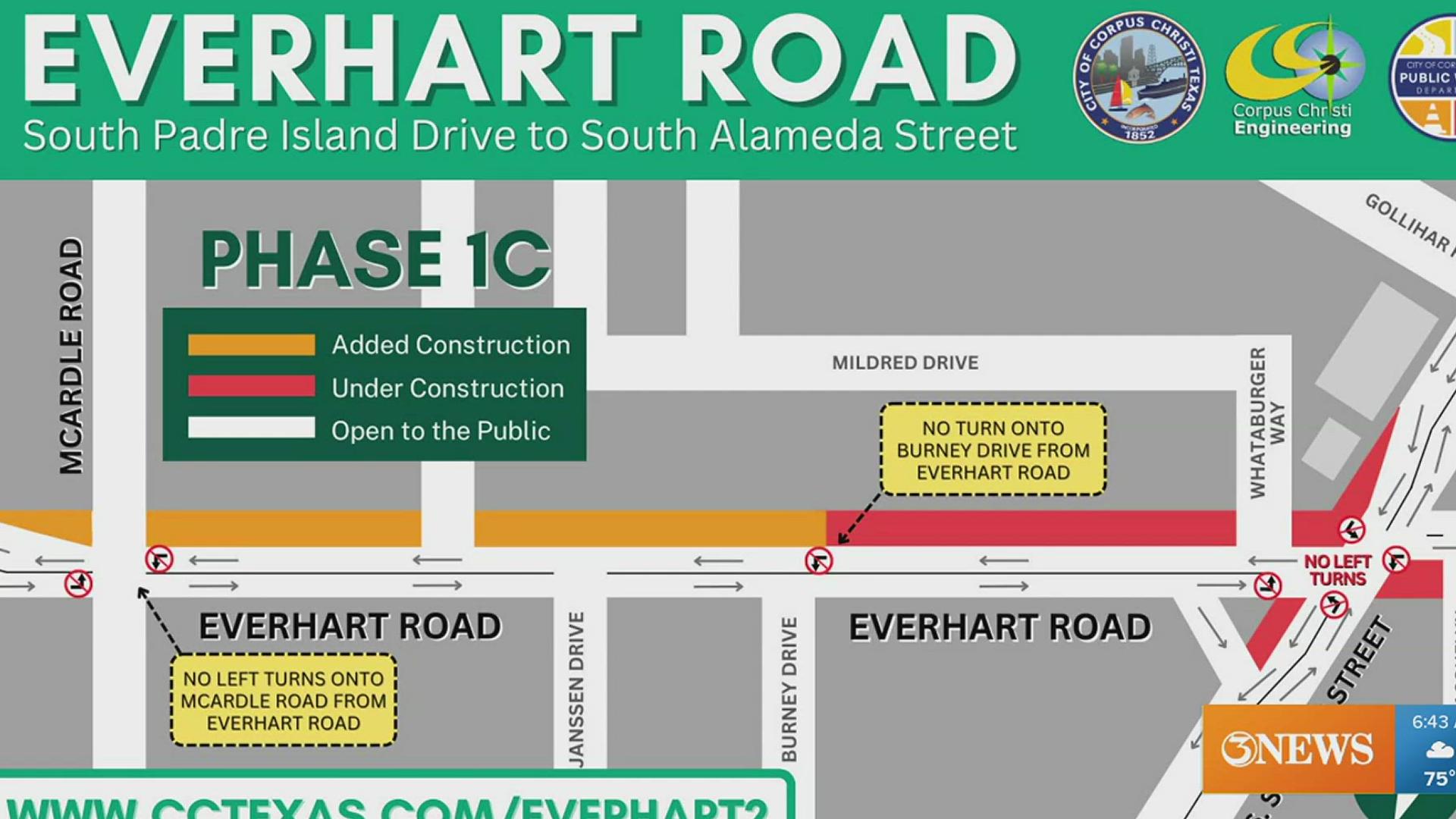 Work will extend the current work from Burney Drive to the intersection at McArdle Road.