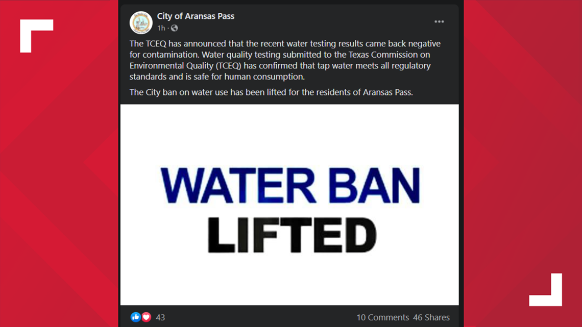 Aransas Pass water ban lifted by TCEQ - KIIITV.com