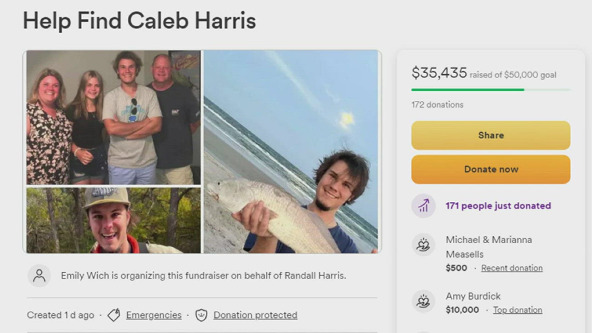 The funds will be used for resources needed to aid in bringing Caleb home.