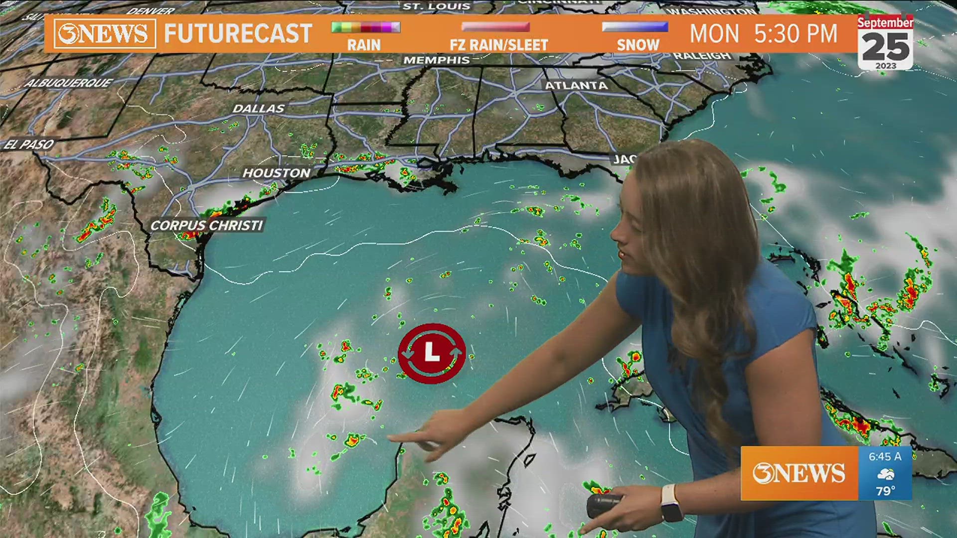 A weak low pressure trough in the Gulf of Mexico has a low chance of tropical development over the next 48 hours.
