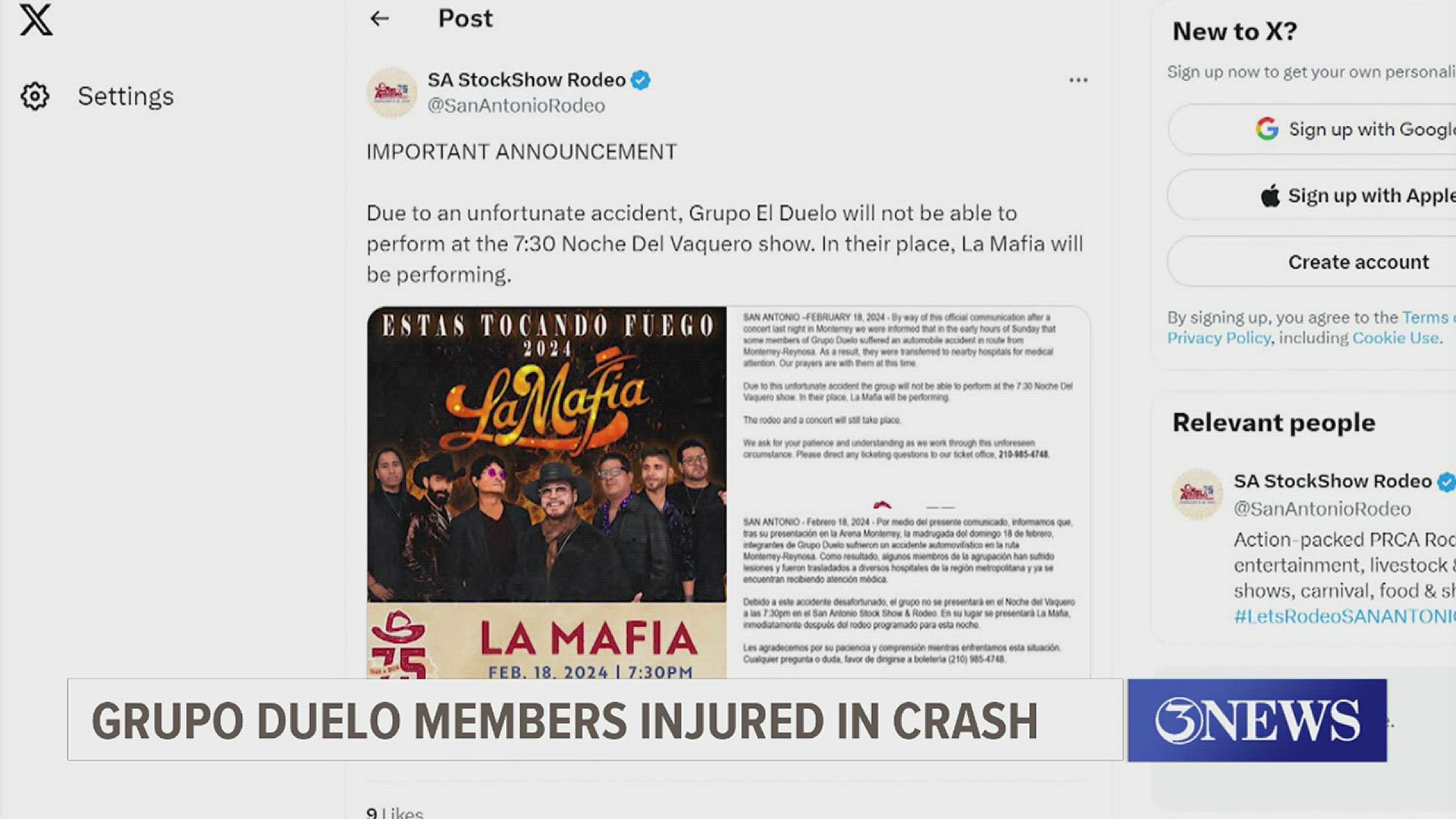 The group's lead singer updated fans Monday saying that drummer Ivan Manuel Torres, bassist Pedro Flores and two staffers were hurt but are recovering.