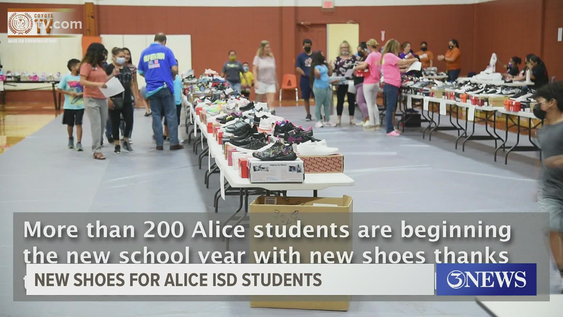 Students in grades first through eighth who met qualifications were able to pick out a brand-new pair of kicks.