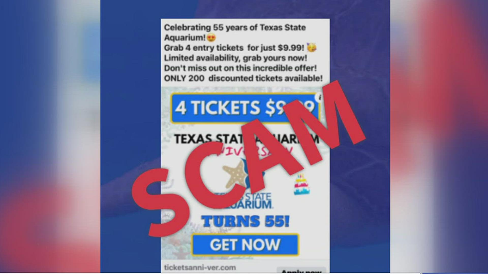 Aquarium officials said the only valid tickets you can buy will come from the aquarium itself on their website or at the gate.