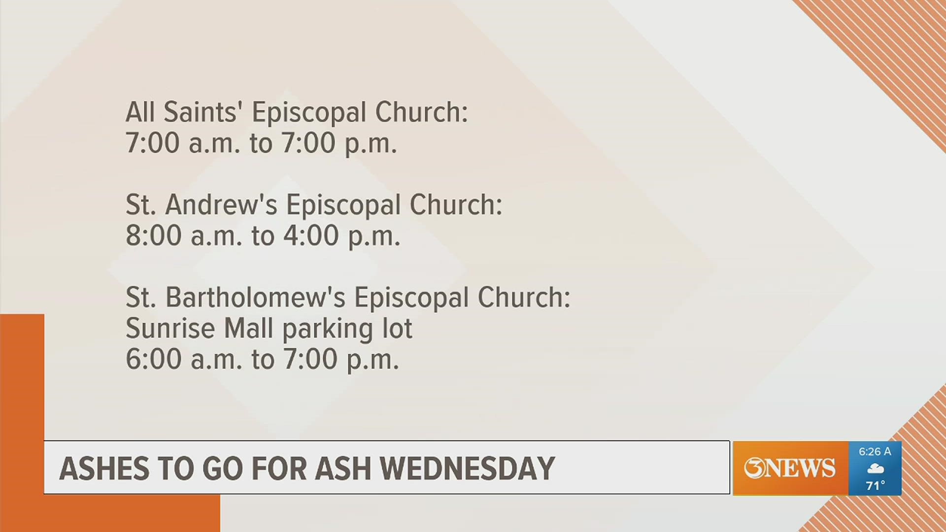 Several churches will be offering "ashes to go," which allows worshippers to remain in their car while receiving their ashes.