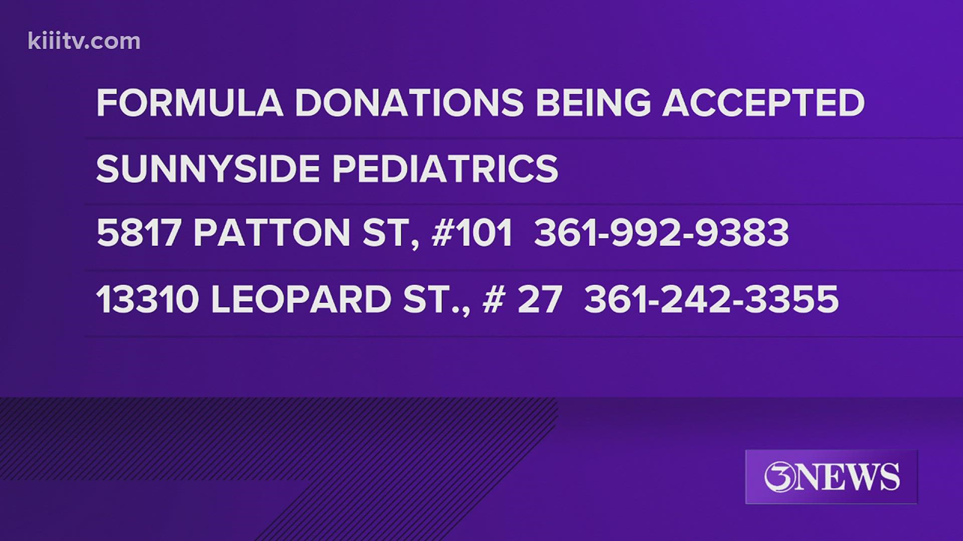 Sunnyside Pediatrics is accepting new, sealed, unexpired cans and containers of powdered or liquid baby formula.