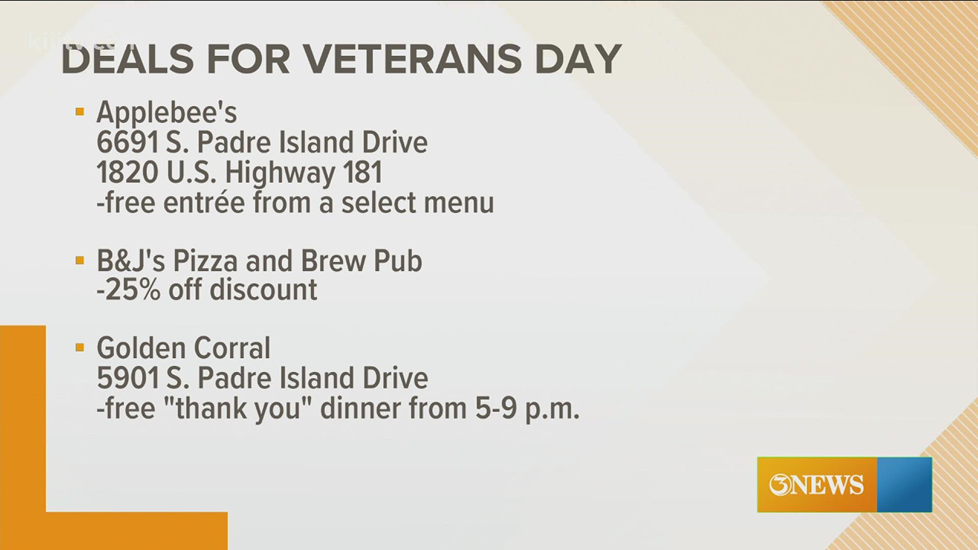 In honor of Veterans Day, several businesses are showing their respect by offering discounted services.