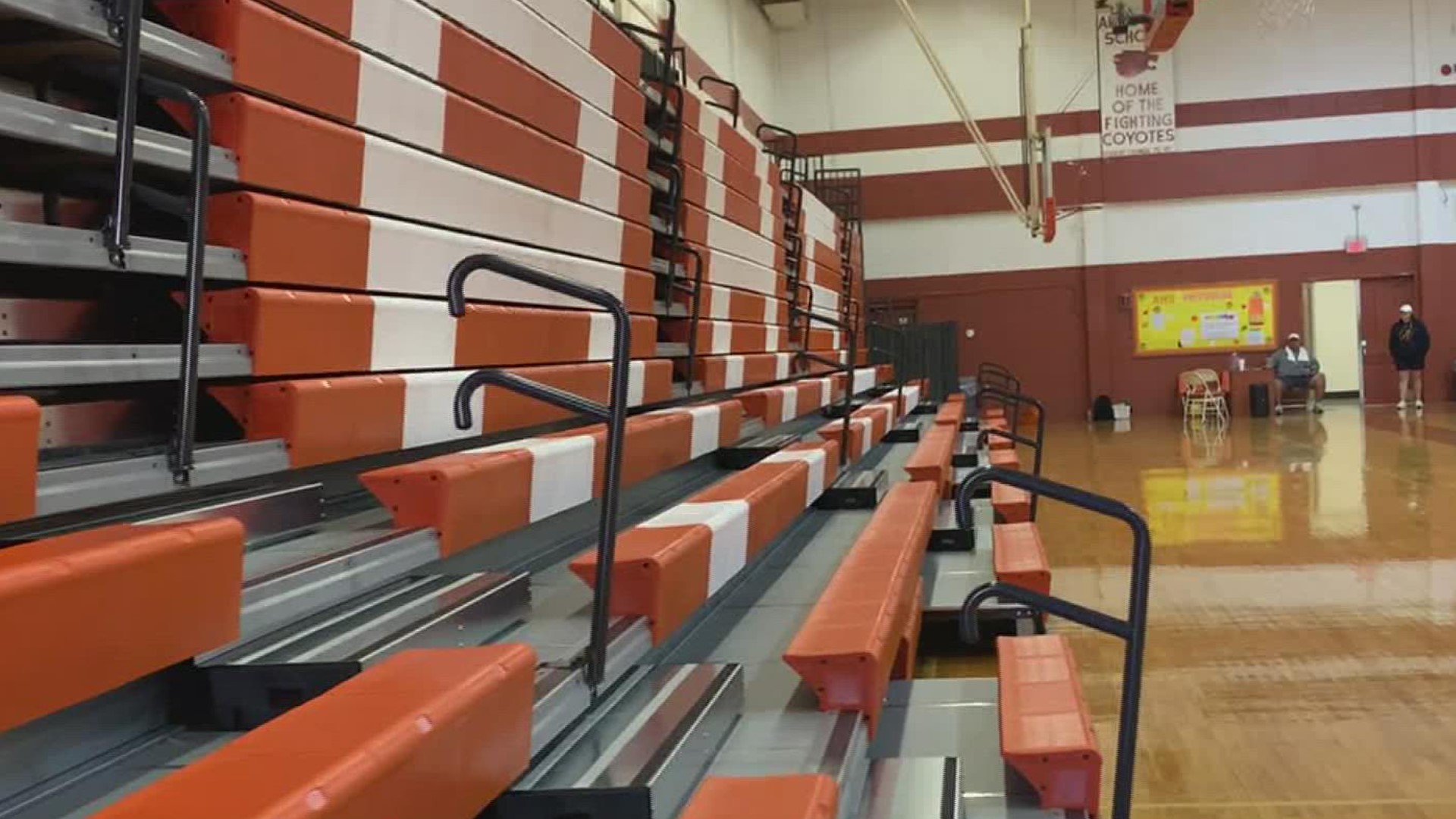 The old Alice High School gym recently got modern bleachers  installed to replace the old ones from 1971 when the school first opened.