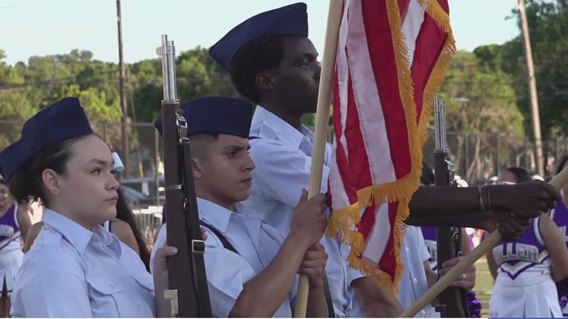 The Veterans Memorial Coast Guard JROTC began with about 30 students. Now, it's at about 56.