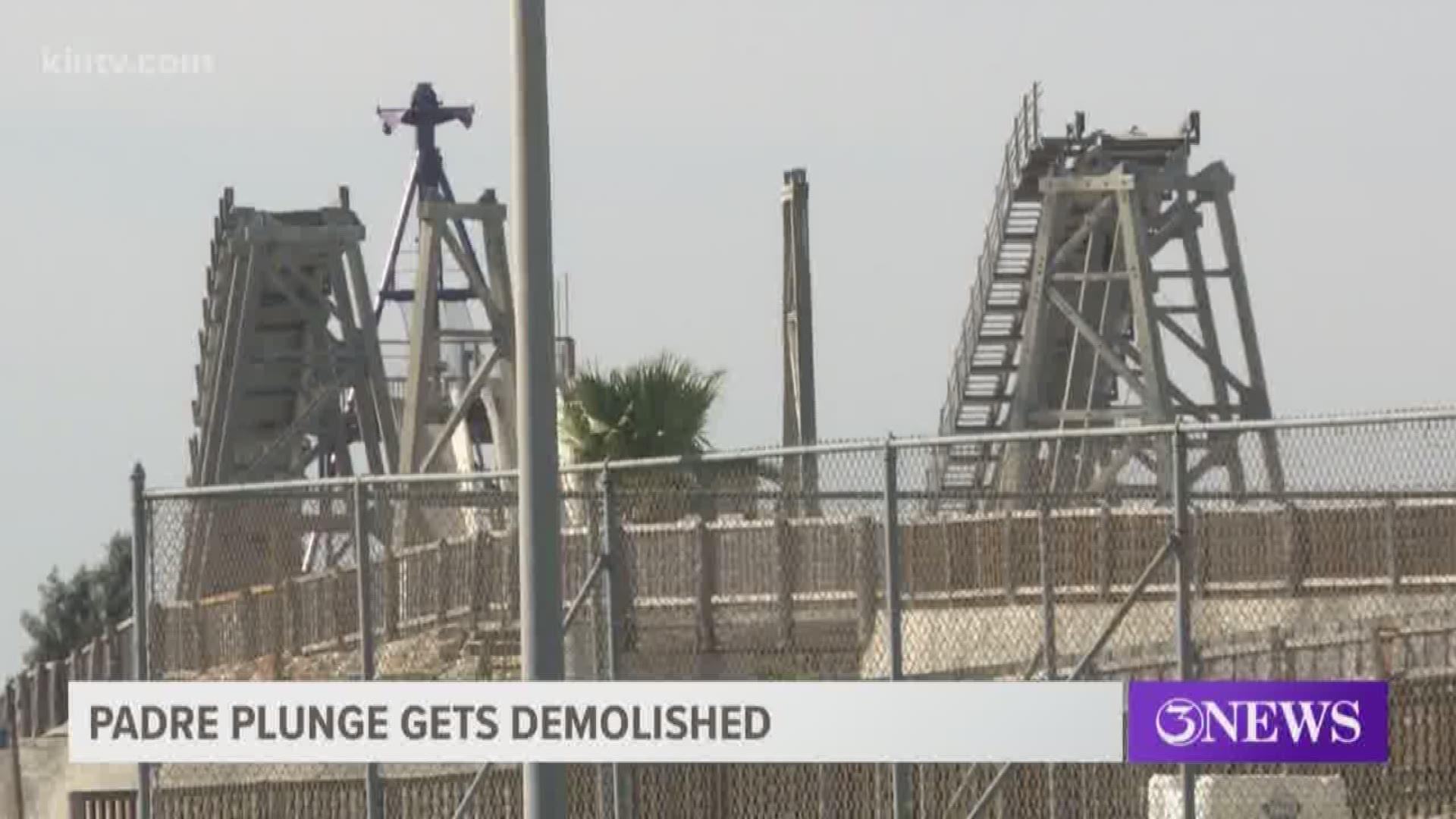 It was quite the sight on Padre Island Friday as a giant crane began the process of tearing down what had been a signature ride at Schlitterbahn Corpus Christi.