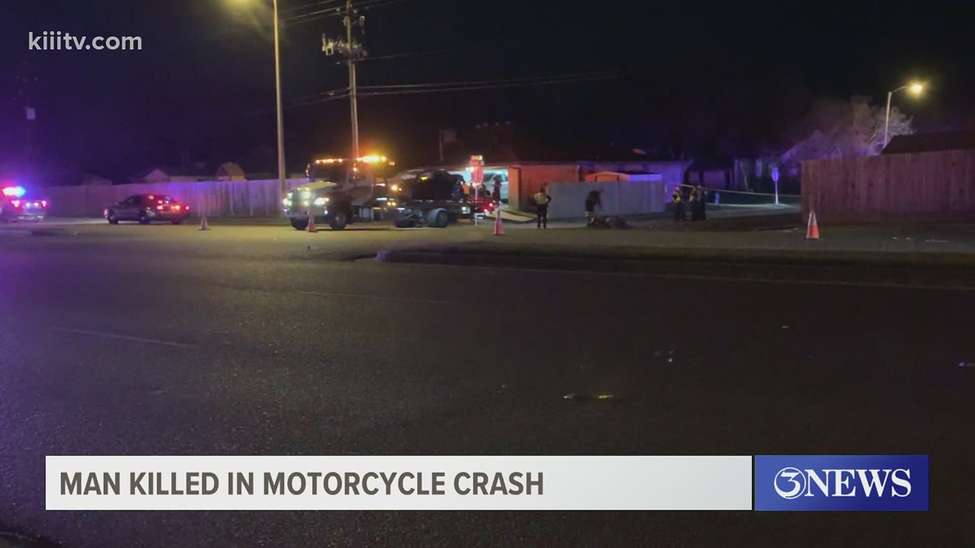 Police said the motorcycle was traveling at a high rate of speed and struck a truck that was turning.