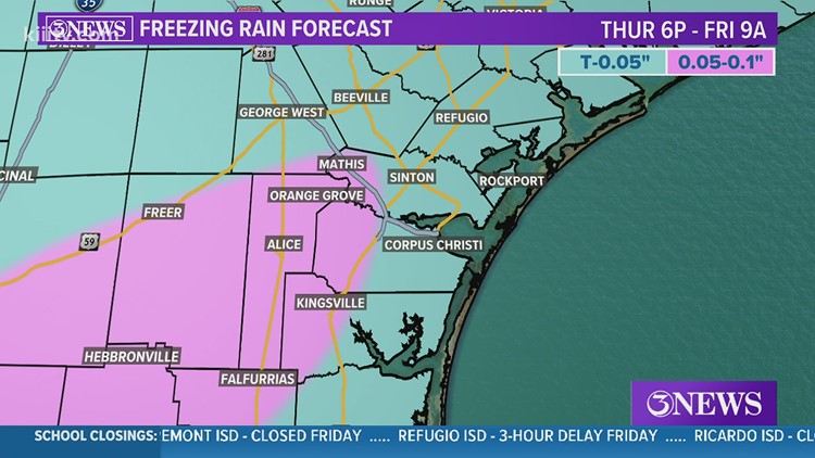Wintry Weather possible in Corpus Christi and the Coastal Bend Thursday night/Friday morning