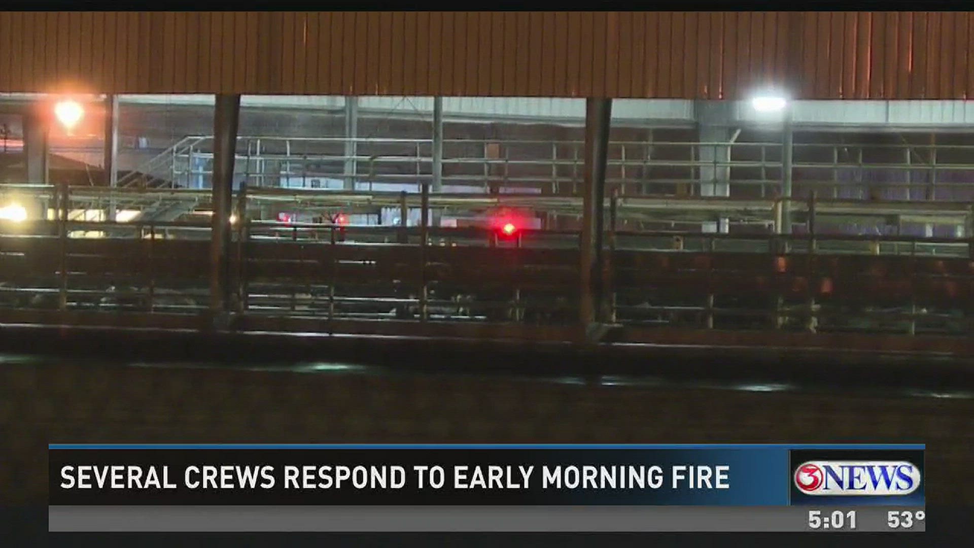 A fire broke out early this morning at the Sam Kane's beef processing plant.