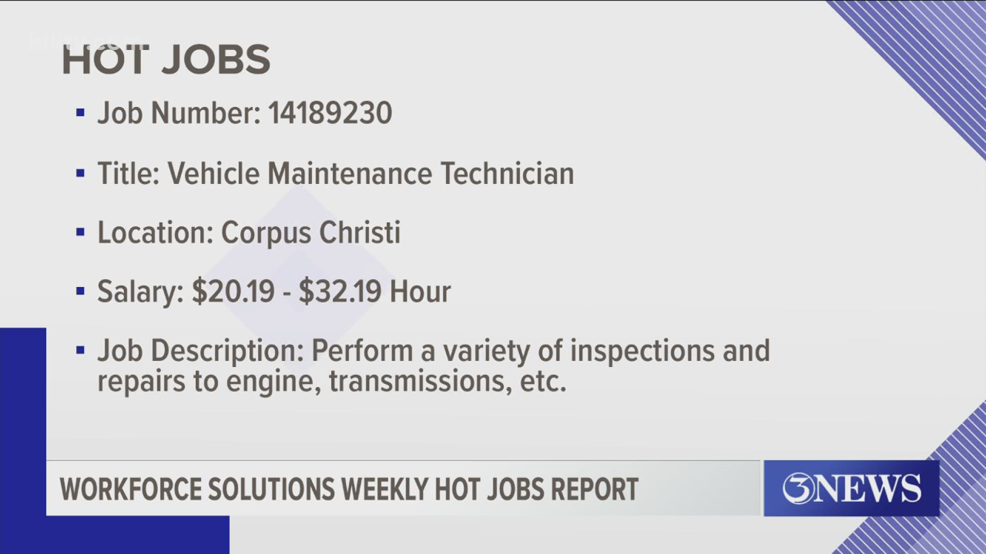 This week's Hot Jobs report is courtesy of Workforce Solutions of the Coastal Bend.