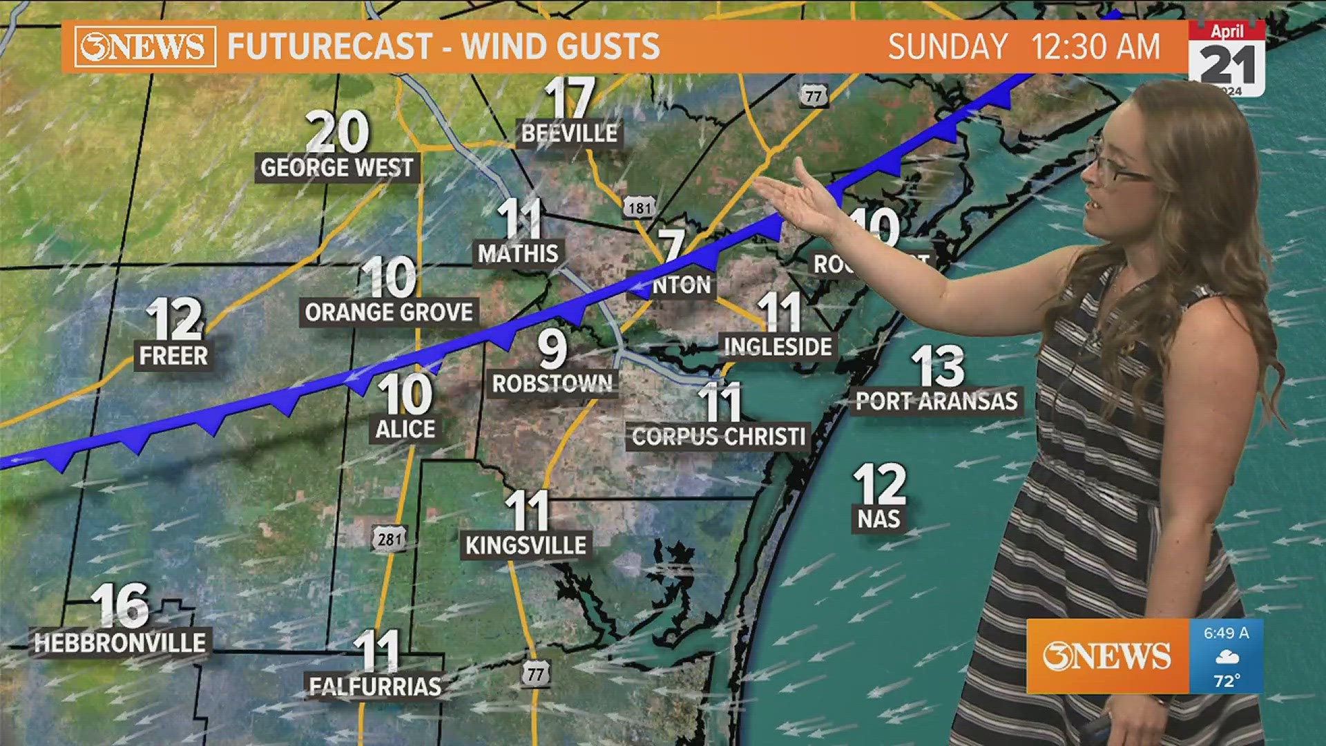 This front will bring northerly wind and around a 8-12 degree temperature drop.