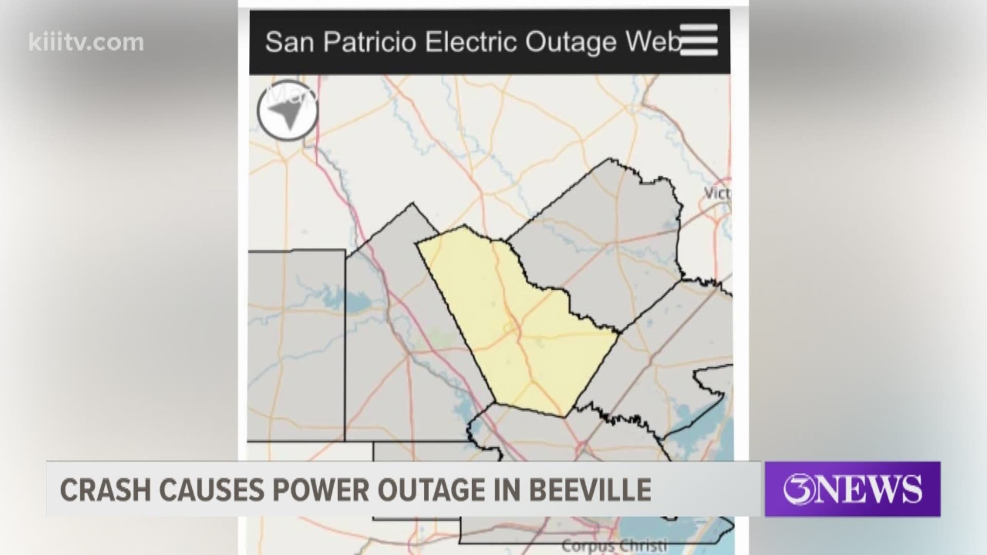 The San Patricio Electric Cooperative reported the outage was caused by a motor vehicle accident.
