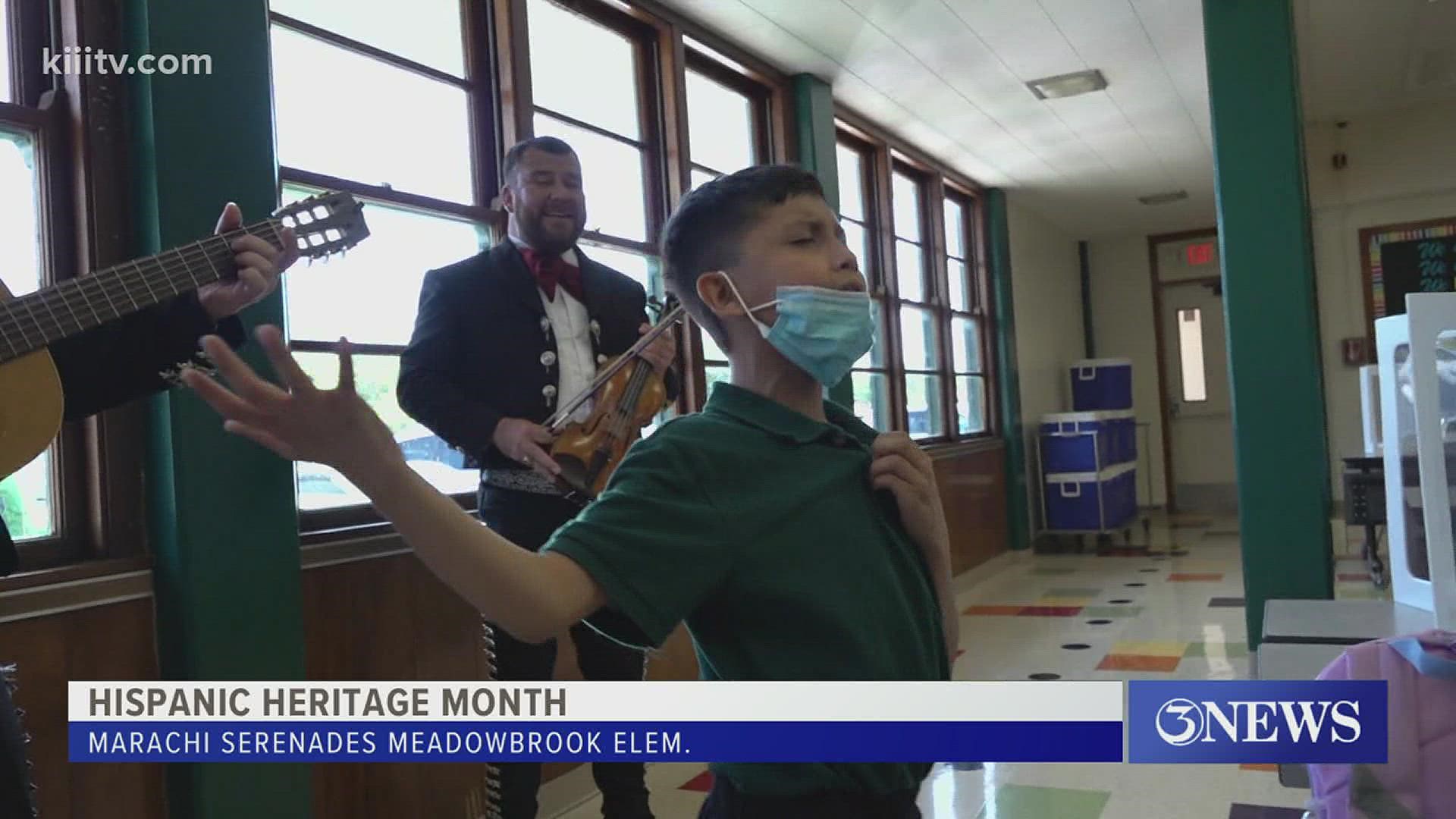 The school got a mariachi band to go from classroom to classroom, performing for students. One such band member, Leonardo Juarez decided to show off his talents.