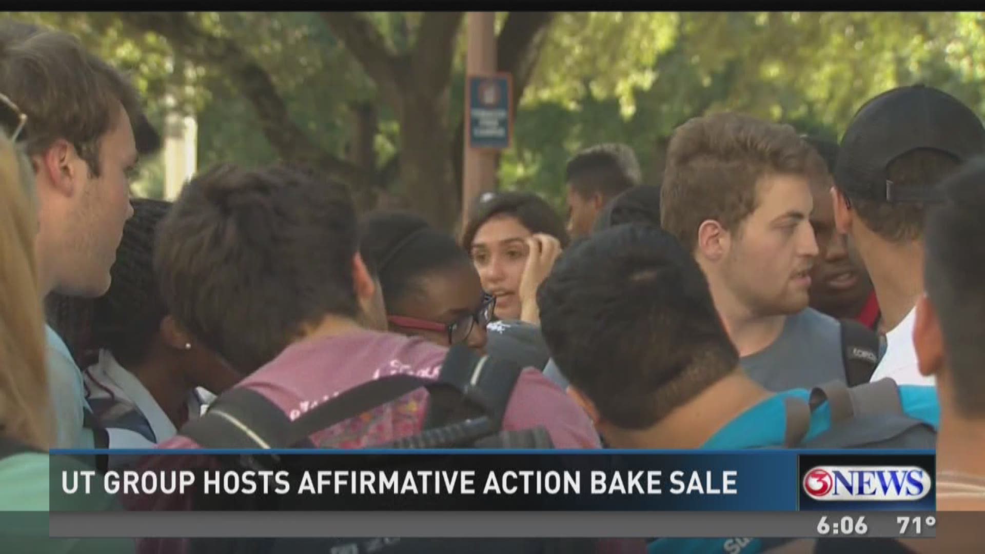 The Young Conservatives of Texas chapter at the University of Texas at Austin sparked a protest with an affirmative action bake sale on campus Wednesday afternoon.