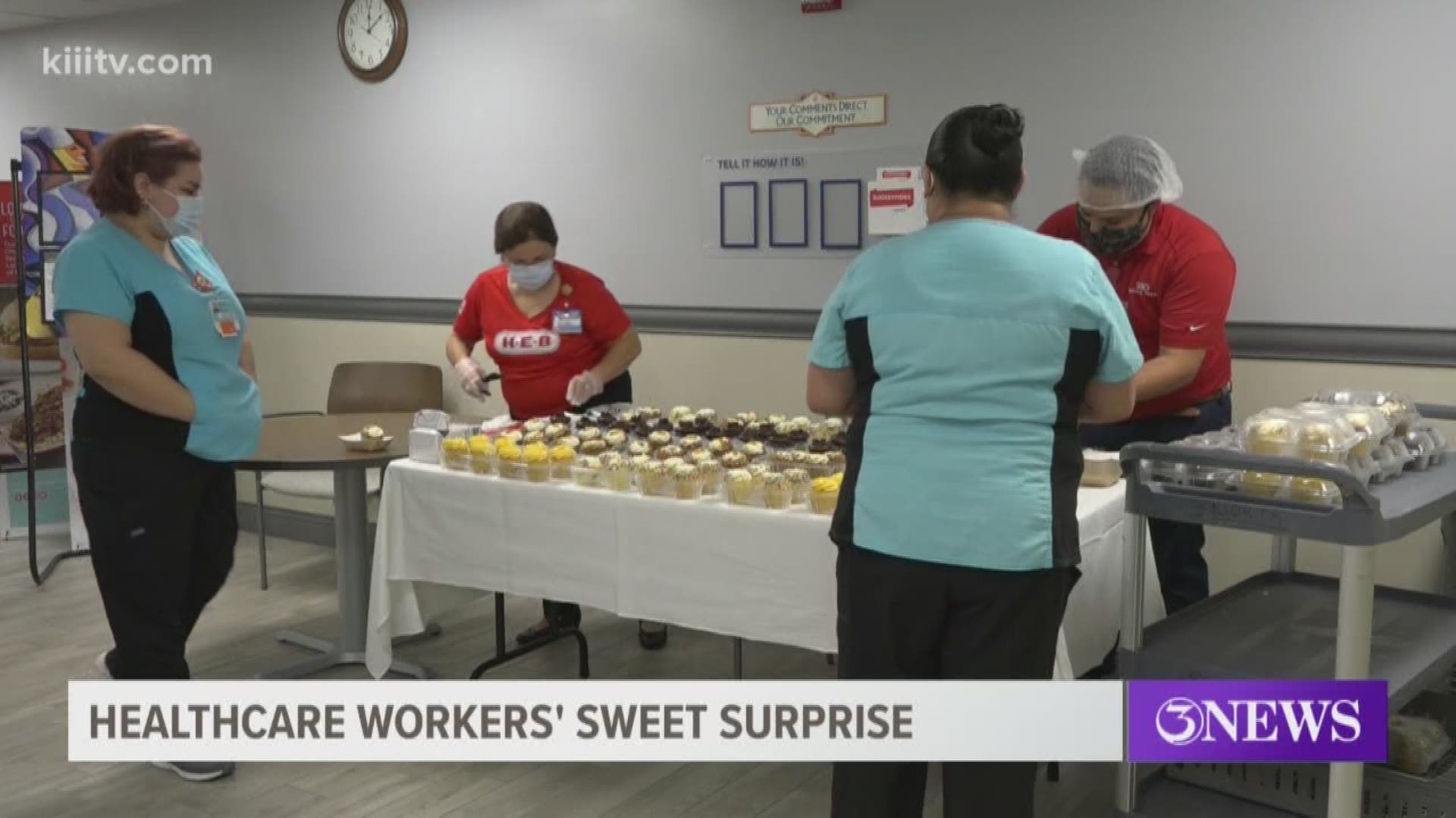 Nurses and other staff at Corpus Christi Medical Center Doctor’s Regional Hospital were treated to these fabulous cupcakes courtesy of H-E-B.