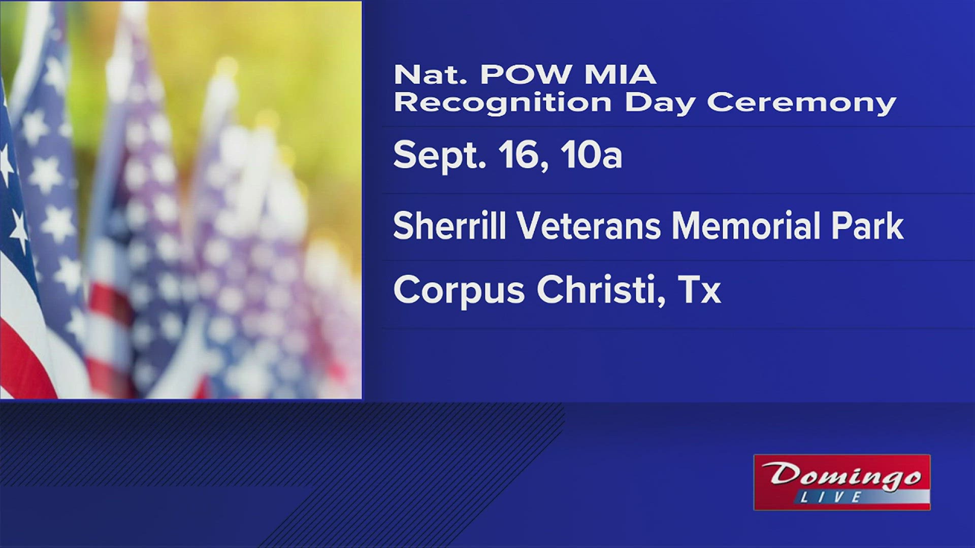 The Vietnam Veterans and the Veterans Band will host a memorial ceremony at Sherrill Park Sept. 16 to honor the lives of POW and MIA soldiers.