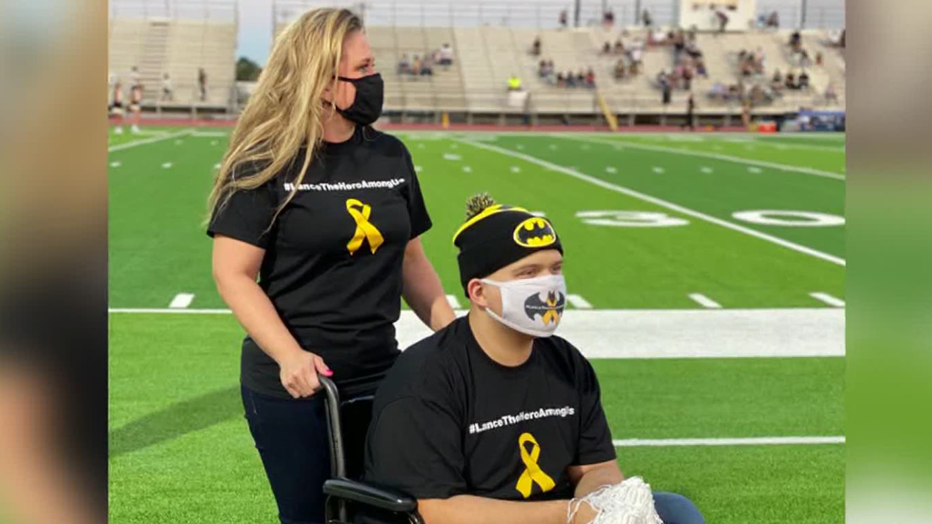 Lance Yarbrough and other children battling cancer were honored at the Ingleside Mustangs football game.