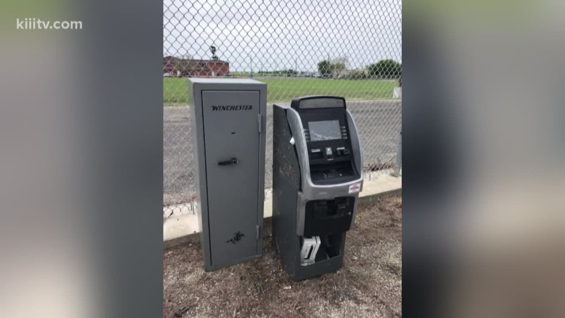 Nueces County Park Department employees working to clean up near the Laguna Madre on Wednesday stumbled upon a Winchester gun safe and an ATM.