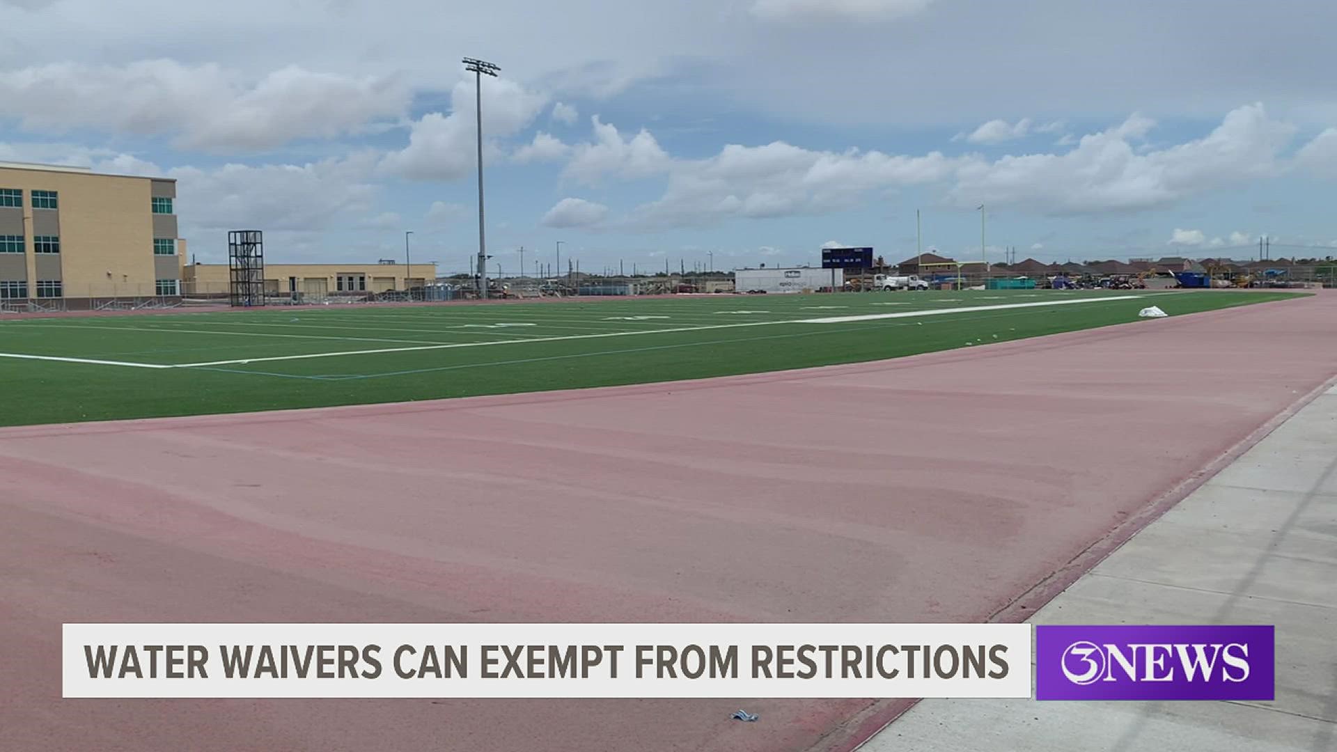 The Corpus Christi Independent School District applied for a waiver to continue to be able to water their ballfields or perhaps keep their swimming pool full.