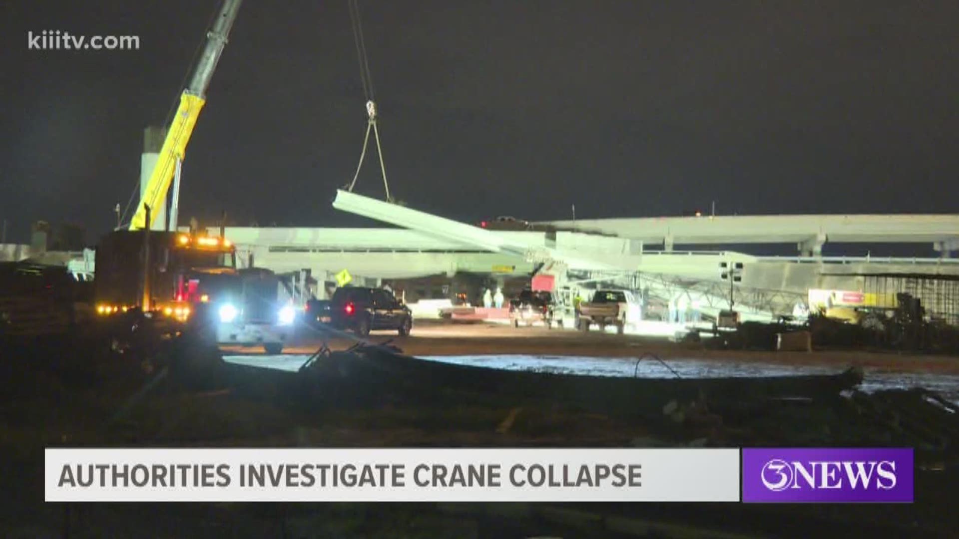 Authorities are investigating a crane collapse that happpened Monday at the Harbor Bridge construction site.